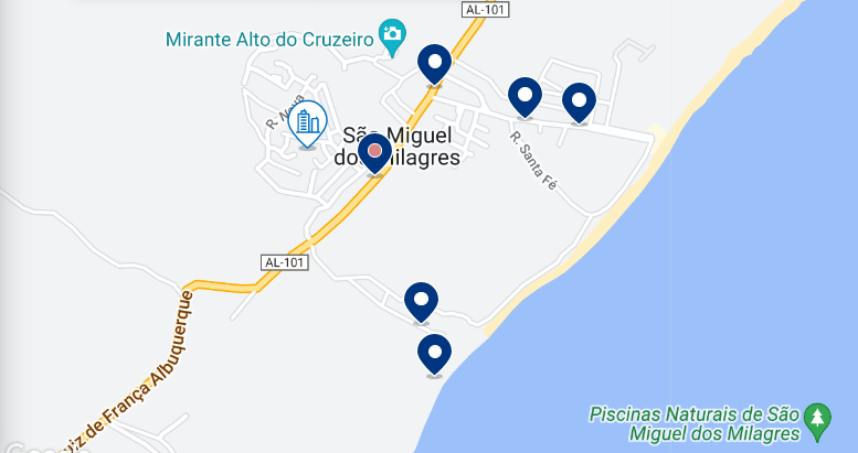 Mapa - Hotéis em São Miguel dos Milagres
