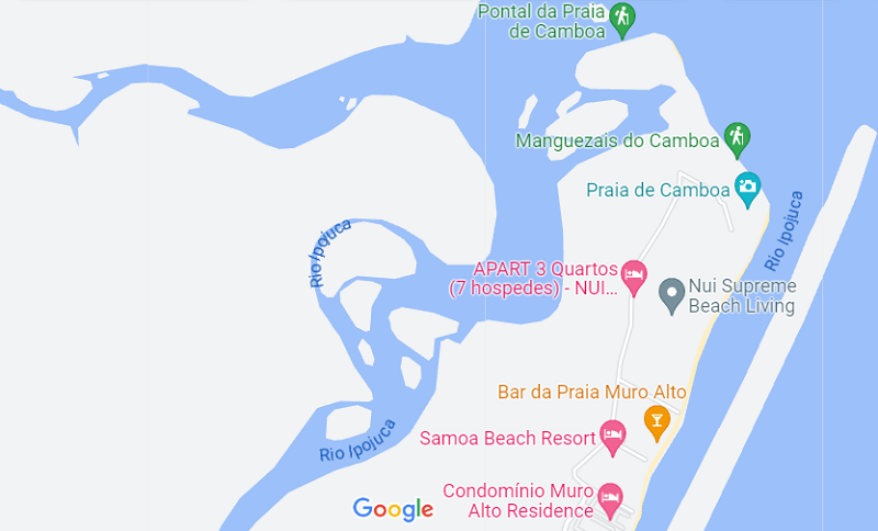 Localização da praia de Camboa em Porto de Galinhas