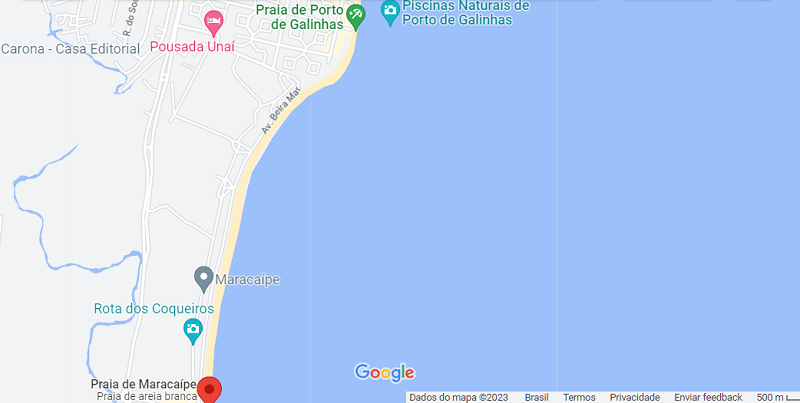 Localização da praia de Maracaípe em Porto de Galinhas